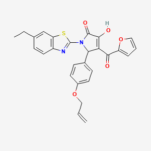 molecular formula C27H22N2O5S B12138789 1-(6-Ethylbenzothiazol-2-yl)-4-(2-furylcarbonyl)-3-hydroxy-5-(4-prop-2-enyloxy phenyl)-3-pyrrolin-2-one 