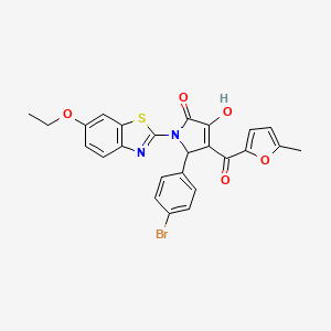 (4E)-5-(4-bromophenyl)-1-(6-ethoxy-1,3-benzothiazol-2-yl)-4-[hydroxy(5-methylfuran-2-yl)methylidene]pyrrolidine-2,3-dione