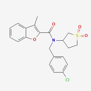 molecular formula C21H20ClNO4S B12138839 N-(4-chlorobenzyl)-N-(1,1-dioxidotetrahydrothiophen-3-yl)-3-methyl-1-benzofuran-2-carboxamide 