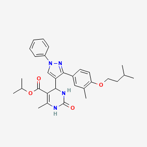 propan-2-yl 6-methyl-4-{3-[3-methyl-4-(3-methylbutoxy)phenyl]-1-phenyl-1H-pyrazol-4-yl}-2-oxo-1,2,3,4-tetrahydropyrimidine-5-carboxylate