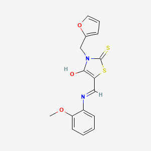 (5E)-3-(furan-2-ylmethyl)-5-{[(2-methoxyphenyl)amino]methylidene}-2-thioxo-1,3-thiazolidin-4-one