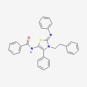 molecular formula C30H25N3OS B12138881 N-[(2Z)-4-phenyl-3-(2-phenylethyl)-2-(phenylimino)-2,3-dihydro-1,3-thiazol-5-yl]benzamide 