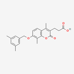 molecular formula C23H24O5 B12138933 3-{7-[(3,5-dimethylbenzyl)oxy]-4,8-dimethyl-2-oxo-2H-chromen-3-yl}propanoic acid CAS No. 701275-37-8