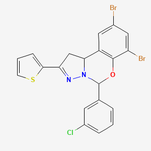 molecular formula C20H13Br2ClN2OS B12138961 7,9-Dibromo-5-(3-chlorophenyl)-2-(thiophen-2-yl)-1,10b-dihydropyrazolo[1,5-c][1,3]benzoxazine 