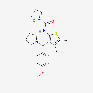 molecular formula C24H28N2O3S B12138986 N-{3-[(4-ethoxyphenyl)(pyrrolidin-1-yl)methyl]-4,5-dimethylthiophen-2-yl}furan-2-carboxamide 