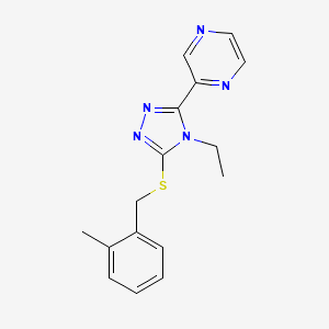 molecular formula C16H17N5S B12139114 4-Ethyl-3-[(2-methylphenyl)methylthio]-5-pyrazin-2-yl-1,2,4-triazole 