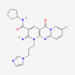 N-cyclopentyl-7-[3-(1H-imidazol-1-yl)propyl]-6-imino-13-methyl-2-oxo-1,7,9-triazatricyclo[8.4.0.0^{3,8}]tetradeca-3(8),4,9,11,13-pentaene-5-carboxamide