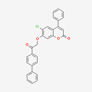 7-[2-(4-biphenylyl)-2-oxoethoxy]-6-chloro-4-phenyl-2H-chromen-2-one