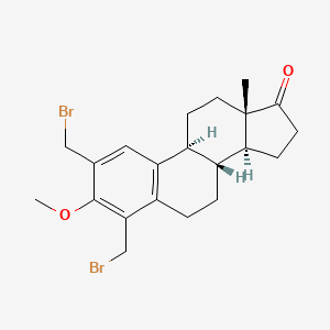 molecular formula C21H26Br2O2 B1213926 (8R,9S,13S,14S)-2,4-bis(bromomethyl)-3-methoxy-13-methyl-7,8,9,11,12,14,15,16-octahydro-6H-cyclopenta[a]phenanthren-17-one CAS No. 53464-61-2