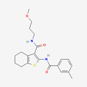 molecular formula C21H26N2O3S B12139274 N-(3-methoxypropyl)-2-{[(3-methylphenyl)carbonyl]amino}-4,5,6,7-tetrahydro-1-benzothiophene-3-carboxamide 