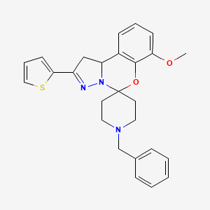 4-methoxy-14-benzyl-9-(2-thienyl)spiro[10aH-benzo[e]2-pyrazolino[1,5-c]1,3-oxa zine-6,4'-piperidine]