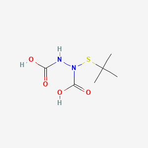 molecular formula C6H12N2O4S B1213944 1-(tert-Butylthio)-1,2-hydrazinedicarboxylic acid CAS No. 86336-36-9
