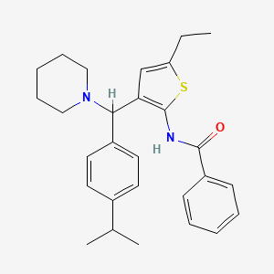 N-{5-ethyl-3-[(piperidin-1-yl)[4-(propan-2-yl)phenyl]methyl]thiophen-2-yl}benzamide