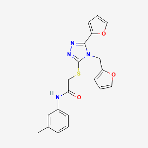 2-{[5-(furan-2-yl)-4-(furan-2-ylmethyl)-4H-1,2,4-triazol-3-yl]sulfanyl}-N-(3-methylphenyl)acetamide