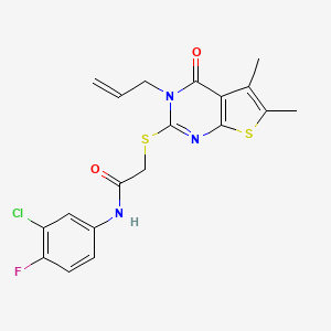 N-(3-chloro-4-fluorophenyl)-2-{[5,6-dimethyl-4-oxo-3-(prop-2-en-1-yl)-3,4-dihydrothieno[2,3-d]pyrimidin-2-yl]sulfanyl}acetamide