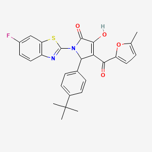 (4E)-5-(4-tert-butylphenyl)-1-(6-fluoro-1,3-benzothiazol-2-yl)-4-[hydroxy(5-methylfuran-2-yl)methylidene]pyrrolidine-2,3-dione