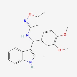 molecular formula C22H23N3O3 B12139623 [(3,4-Dimethoxyphenyl)(2-methylindol-3-yl)methyl](5-methylisoxazol-3-yl)amine 