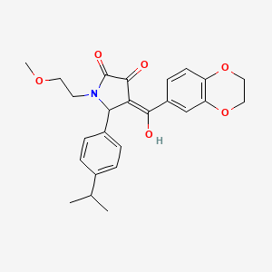 (4E)-4-[2,3-dihydro-1,4-benzodioxin-6-yl(hydroxy)methylidene]-1-(2-methoxyethyl)-5-[4-(propan-2-yl)phenyl]pyrrolidine-2,3-dione