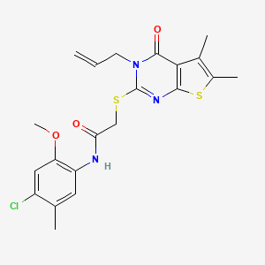 N-(4-chloro-2-methoxy-5-methylphenyl)-2-{[5,6-dimethyl-4-oxo-3-(prop-2-en-1-yl)-3,4-dihydrothieno[2,3-d]pyrimidin-2-yl]sulfanyl}acetamide