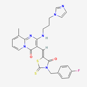 3-{(Z)-[3-(4-fluorobenzyl)-4-oxo-2-thioxo-1,3-thiazolidin-5-ylidene]methyl}-2-{[3-(1H-imidazol-1-yl)propyl]amino}-9-methyl-4H-pyrido[1,2-a]pyrimidin-4-one