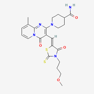 1-(3-{(Z)-[3-(3-methoxypropyl)-4-oxo-2-thioxo-1,3-thiazolidin-5-ylidene]methyl}-9-methyl-4-oxo-4H-pyrido[1,2-a]pyrimidin-2-yl)piperidine-4-carboxamide