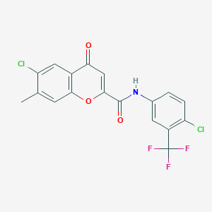 molecular formula C18H10Cl2F3NO3 B12139741 6-chloro-N-[4-chloro-3-(trifluoromethyl)phenyl]-7-methyl-4-oxo-4H-chromene-2-carboxamide 