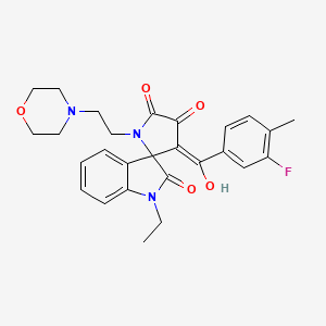 molecular formula C27H28FN3O5 B12139751 1-ethyl-3'-[(3-fluoro-4-methylphenyl)carbonyl]-4'-hydroxy-1'-[2-(morpholin-4-yl)ethyl]spiro[indole-3,2'-pyrrole]-2,5'(1H,1'H)-dione 