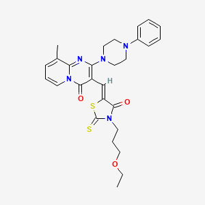 molecular formula C28H31N5O3S2 B12139776 3-{(Z)-[3-(3-ethoxypropyl)-4-oxo-2-thioxo-1,3-thiazolidin-5-ylidene]methyl}-9-methyl-2-(4-phenylpiperazin-1-yl)-4H-pyrido[1,2-a]pyrimidin-4-one 