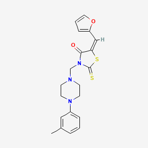 molecular formula C20H21N3O2S2 B12139853 (5E)-5-(furan-2-ylmethylidene)-3-{[4-(3-methylphenyl)piperazin-1-yl]methyl}-2-thioxo-1,3-thiazolidin-4-one 