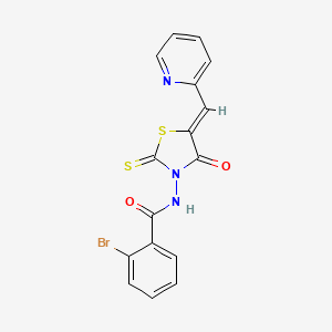 molecular formula C16H10BrN3O2S2 B12139865 2-bromo-N-[(5Z)-4-oxo-5-(pyridin-2-ylmethylidene)-2-thioxo-1,3-thiazolidin-3-yl]benzamide 