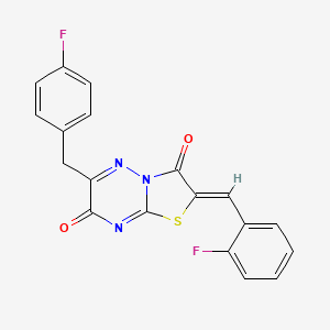 molecular formula C19H11F2N3O2S B12139906 (2Z)-6-(4-fluorobenzyl)-2-(2-fluorobenzylidene)-7H-[1,3]thiazolo[3,2-b][1,2,4]triazine-3,7(2H)-dione 