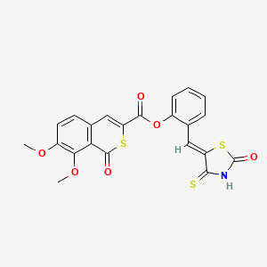 2-[(Z)-(2-oxo-4-thioxo-1,3-thiazolidin-5-ylidene)methyl]phenyl 7,8-dimethoxy-1-oxo-1H-isothiochromene-3-carboxylate