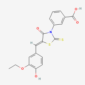 3-[(5Z)-5-(3-ethoxy-4-hydroxybenzylidene)-4-oxo-2-thioxo-1,3-thiazolidin-3-yl]benzoic acid