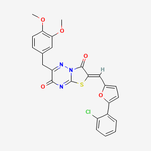 (2Z)-2-{[5-(2-chlorophenyl)furan-2-yl]methylidene}-6-(3,4-dimethoxybenzyl)-7H-[1,3]thiazolo[3,2-b][1,2,4]triazine-3,7(2H)-dione