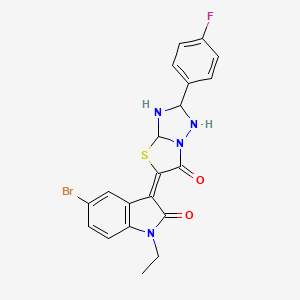 molecular formula C20H16BrFN4O2S B12140012 (5E)-5-(5-bromo-1-ethyl-2-oxoindol-3-ylidene)-2-(4-fluorophenyl)-1,2,3,3a-tetrahydro-[1,3]thiazolo[3,2-b][1,2,4]triazol-6-one 