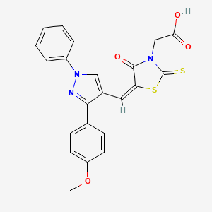 [(5E)-5-{[3-(4-methoxyphenyl)-1-phenyl-1H-pyrazol-4-yl]methylidene}-4-oxo-2-thioxo-1,3-thiazolidin-3-yl]acetic acid