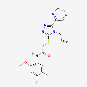 molecular formula C19H19ClN6O2S B12140054 N-(4-chloro-2-methoxy-5-methylphenyl)-2-(4-prop-2-enyl-5-pyrazin-2-yl(1,2,4-tr iazol-3-ylthio))acetamide 