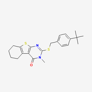 molecular formula C22H26N2OS2 B12140093 2-[(4-tert-butylbenzyl)sulfanyl]-3-methyl-5,6,7,8-tetrahydro[1]benzothieno[2,3-d]pyrimidin-4(3H)-one 