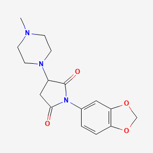 molecular formula C16H19N3O4 B12140182 1-(1,3-Benzodioxol-5-yl)-3-(4-methylpiperazin-1-yl)pyrrolidine-2,5-dione 