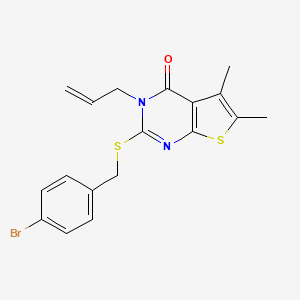 molecular formula C18H17BrN2OS2 B12140204 2-[(4-bromobenzyl)sulfanyl]-5,6-dimethyl-3-(prop-2-en-1-yl)thieno[2,3-d]pyrimidin-4(3H)-one 