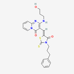 2-[(3-hydroxypropyl)amino]-3-{(Z)-[4-oxo-3-(3-phenylpropyl)-2-thioxo-1,3-thiazolidin-5-ylidene]methyl}-4H-pyrido[1,2-a]pyrimidin-4-one