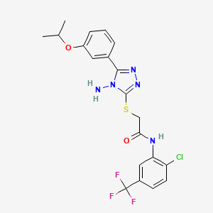 molecular formula C20H19ClF3N5O2S B12140237 2-{4-amino-5-[3-(methylethoxy)phenyl](1,2,4-triazol-3-ylthio)}-N-[2-chloro-5-(trifluoromethyl)phenyl]acetamide 