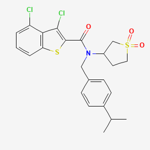 molecular formula C23H23Cl2NO3S2 B12140255 3,4-dichloro-N-(1,1-dioxidotetrahydrothiophen-3-yl)-N-[4-(propan-2-yl)benzyl]-1-benzothiophene-2-carboxamide 