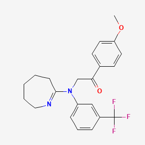 molecular formula C22H23F3N2O2 B12140275 1-(4-methoxyphenyl)-2-{3,4,5,6-tetrahydro-2H-azepin-7-yl[3-(trifluoromethyl)phenyl]amino}ethanone CAS No. 890014-19-4