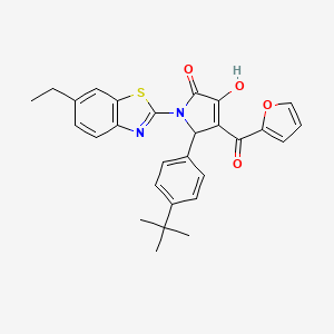 (4E)-5-(4-tert-butylphenyl)-1-(6-ethyl-1,3-benzothiazol-2-yl)-4-[furan-2-yl(hydroxy)methylidene]pyrrolidine-2,3-dione