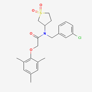 molecular formula C22H26ClNO4S B12140349 N-(3-chlorobenzyl)-N-(1,1-dioxidotetrahydrothiophen-3-yl)-2-(2,4,6-trimethylphenoxy)acetamide 