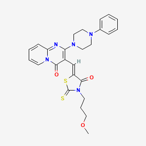 molecular formula C26H27N5O3S2 B12140362 3-{(Z)-[3-(3-methoxypropyl)-4-oxo-2-thioxo-1,3-thiazolidin-5-ylidene]methyl}-2-(4-phenylpiperazin-1-yl)-4H-pyrido[1,2-a]pyrimidin-4-one 