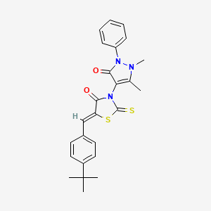 (5Z)-5-(4-tert-butylbenzylidene)-3-(1,5-dimethyl-3-oxo-2-phenyl-2,3-dihydro-1H-pyrazol-4-yl)-2-thioxo-1,3-thiazolidin-4-one