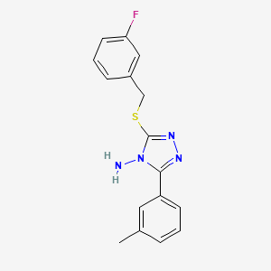 molecular formula C16H15FN4S B12140383 3-[(3-Fluorophenyl)methylthio]-5-(3-methylphenyl)-1,2,4-triazole-4-ylamine 