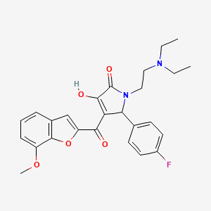 molecular formula C26H27FN2O5 B12140403 1-[2-(Diethylamino)ethyl]-5-(4-fluorophenyl)-3-hydroxy-4-[(7-methoxybenzo[d]fu ran-2-yl)carbonyl]-3-pyrrolin-2-one 